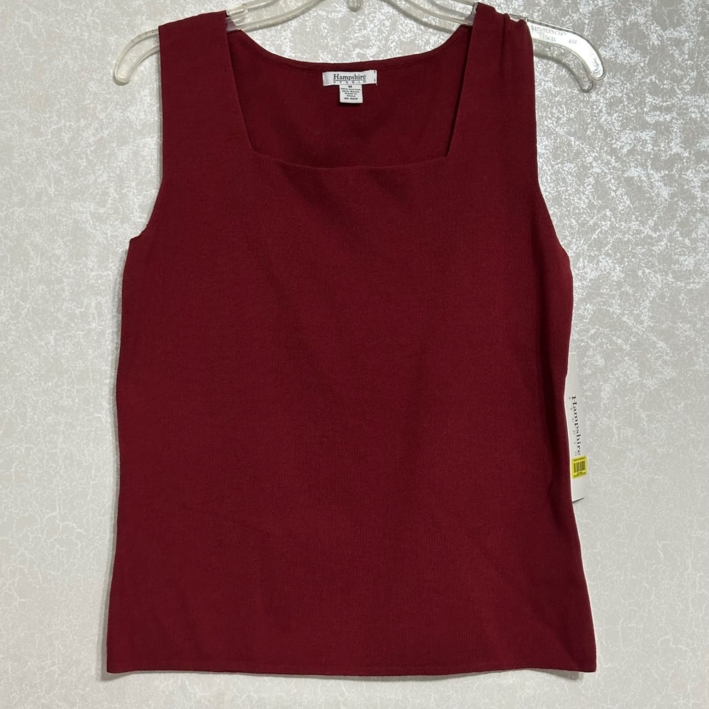 Hampshire Studio NWT Tank Top Sleeveless‎ Square Neck Knit Cabernet Red M